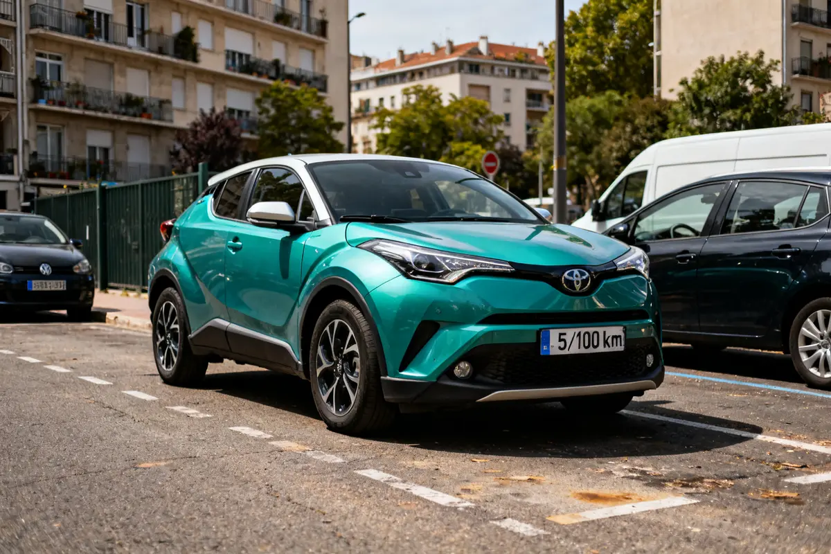 Toyota CHR avis sur le design moderne et urbain stationné en ville