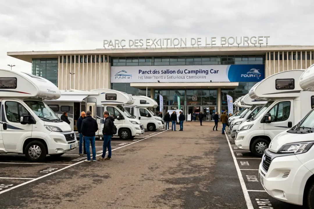 Alignement de camping-cars au salon où se trouve le prochain salon du camping car